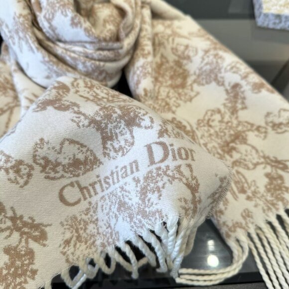 DIOR pattern print wool yarn scarf for women pink - Picture 4 of 9